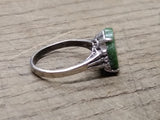 Vtg 925 Sterling Silver Green Jade Stone Size 9.25 Ring Tested Very Nice!