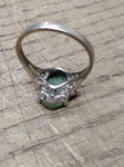Vtg 925 Sterling Silver Green Jade Stone Size 9.25 Ring Tested Very Nice!
