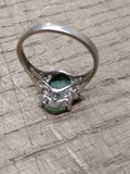 Vtg 925 Sterling Silver Green Jade Stone Size 9.25 Ring Tested Very Nice!