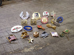 Vtg 20 Pc Hat Lapel Pin Jewelry Lot Wyoming Masonic PGA Tour College USA Flag!