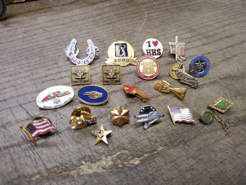 Vtg 20 Pc Hat Lapel Pin Jewelry Lot Wyoming Masonic PGA Tour College USA Flag!