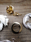Vtg 7 Pc Brooch Pin Jewelry w/Rhinestones Lot Crown Trifari Pastelli Roman Monet