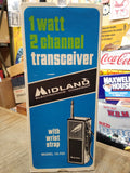 Vtg MIDLAND 1 Watt 2 Channel  #13 701 Transceiver Walkie Talkie Box Powers On!