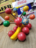 Vtg 1970s Kouvalias Wooden Banana Caterpillar Snail Pull Toy Springy Balls Cool!