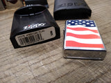 Vtg Unfired 2008 Zippo American Flag Cigarette Lighter w/Box Great Shape USA!