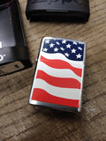 Vtg Unfired 2008 Zippo American Flag Cigarette Lighter w/Box Great Shape USA!