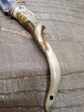 Vtg GPG Fixed 4 inch Blade Custom Made Hunting Knife Antler Handle 9.25 inch