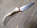 Vtg GPG Fixed 4 inch Blade Custom Made Hunting Knife Antler Handle 9.25 inch