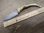Vtg GPG Fixed 4 inch Blade Custom Made Hunting Knife Antler Handle 9.25 inch