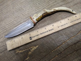 Vtg GPG Fixed 4 inch Blade Custom Made Hunting Knife Antler Handle 9.25 inch