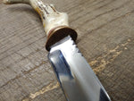 Vtg GPG Fixed 4 inch Blade Custom Made Hunting Knife Antler Handle 9.25 inch