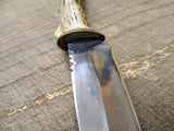 Vtg GPG Fixed 4 inch Blade Custom Made Hunting Knife Antler Handle 9.25 inch