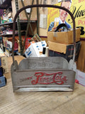 Vtg Drink Pepsi Cola Double Dot 6 Pack Soda Bottle Metal Carrier Caddy Very Nice