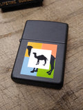 Vtg Unfired 1996 Zippo Cigarette Lighter Black Abstract Squares How Many Camels?