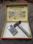 Vtg Gillette Super Speed Safety Razor TTO DE w/Original Box Blades Made in USA!