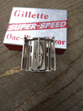 Vtg Gillette Super Speed Safety Razor TTO DE w/Original Box Blades Made in USA!