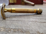 Vtg 1920 Gillette 3 Pc Gold Tech Ball End DE Safety Razor w/Original Blade USA!