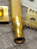Vtg 1920 Gillette 3 Pc Gold Tech Ball End DE Safety Razor w/Original Blade USA!
