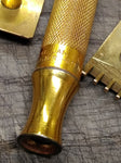 Vtg 1920 Gillette 3 Pc Gold Tech Ball End DE Safety Razor w/Original Blade USA!