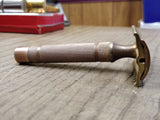 Vtg 1930's Gillette 3 Piece Gold Tech Fat Handle Double Edge Safety Razor USA!