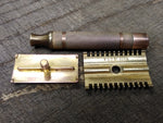 Vtg 1930's Gillette 3 Piece Gold Tech Fat Handle Double Edge Safety Razor USA!