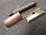 Vtg 1930's Gillette 3 Piece Gold Tech Fat Handle Double Edge Safety Razor USA!