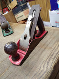 Vtg Worthington No 400 W 9 in Red Wood Working Carpenters Hand Plane Flat Bottom