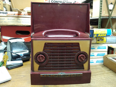 Vtg Admiral 5F11-N Am Portable Tube Radio Bakelite Cabinet AC DC Battery P&R Lot