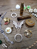 Vtg 26pc Rhinestone Jewelry & Vanity Lot Lisner Giusti Germany Coty 14k,12k GF!