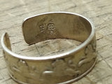 Vtg Antique 925 Sterling Silver Lions Band Ring Size 10-Adjustable Tested!