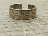 Vtg Antique 925 Sterling Silver Lions Band Ring Size 10-Adjustable Tested!