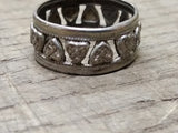 Vtg Antique 925 Sterling Silver Hearts Band Ring Size 7.75 Tested!