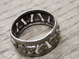 Vtg Antique 925 Sterling Silver Hearts Band Ring Size 7.75 Tested!