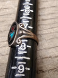 Vtg G&S 925 Sterling Silver Turquoise & Red Coral Hearts Ring Size 7.50 Tested!
