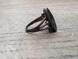 Vtg G&S 925 Sterling Silver Turquoise & Red Coral Hearts Ring Size 7.50 Tested!