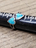 Vtg 925 Sterling Silver Turquoise Hearts Bypass Ring Size 7 Tested!