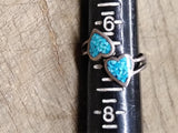 Vtg 925 Sterling Silver Turquoise Hearts Bypass Ring Size 7 Tested!