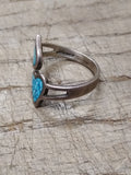 Vtg 925 Sterling Silver Turquoise Hearts Bypass Ring Size 7 Tested!