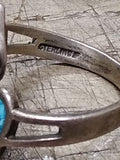 Vtg 925 Sterling Silver Turquoise Hearts Bypass Ring Size 7 Tested!