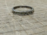 Vtg 925 Sterling Silver Ring w/7 Round Clear Unknown Stones Size 8 Tested!