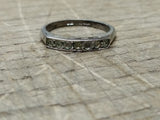 Vtg 925 Sterling Silver Ring w/7 Round Clear Unknown Stones Size 8 Tested!