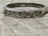 Vtg 925 Sterling Silver Ring w/7 Round Clear Unknown Stones Size 8 Tested!