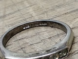 Vtg 925 Sterling Silver Ring w/7 Round Clear Unknown Stones Size 8 Tested!
