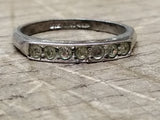 Vtg 925 Sterling Silver Ring w/7 Round Clear Unknown Stones Size 8 Tested!