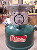 Vtg 1970 Coleman 220F 2 Mantle Gas Lantern Pyrex Globe w/Lantern Hanger Orig Box