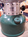 Vtg 1970 Coleman 220F 2 Mantle Gas Lantern Pyrex Globe w/Lantern Hanger Orig Box