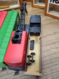 Vtg Tyco HO Scale Santa Fe Diesel Engine 6 Train Cars w/Crane Maintenance Works!