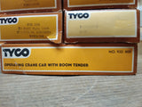 Vtg Tyco HO Scale Santa Fe Diesel Engine 6 Train Cars w/Crane Maintenance Works!