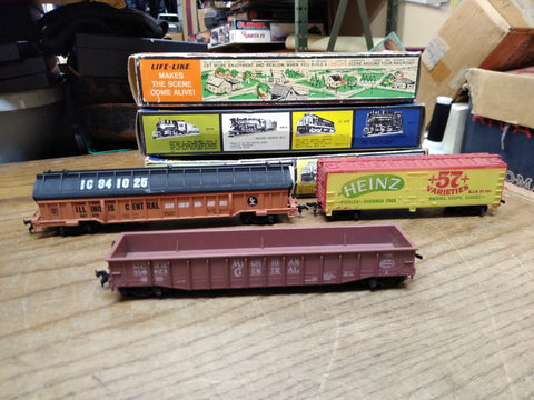 Vtg 3 Pc HO Scale Freight Train Car Lot AHM, Life Like 51' Cable Dispensing Car