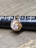 Vtg Gold Over 925 Sterling Silver CZ Center Stone & Baguette Ring Size 6.75 Nice
